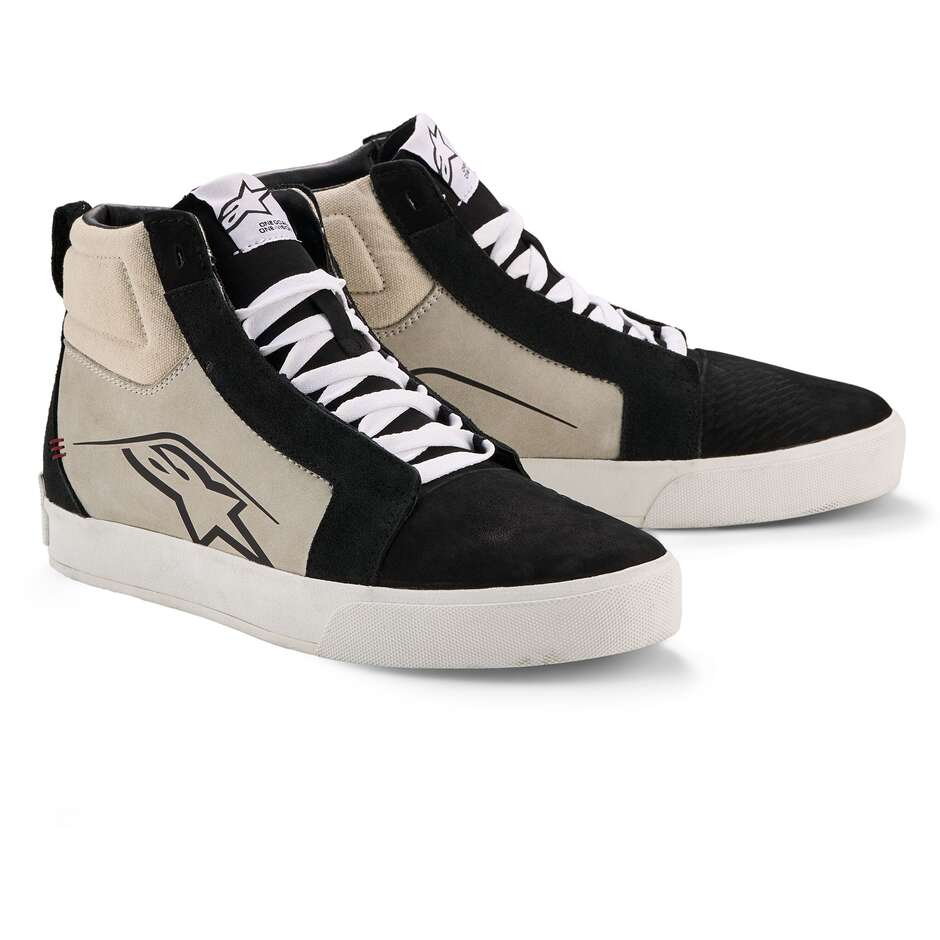 Alpinestars RIDE-63 Leder-Motorradschuhe Schwarz Cool Grey Weiß