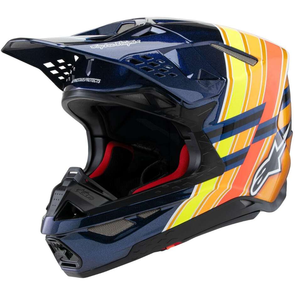 Alpinestars S-M10 TLD EDITION 25 Dark Blue Orange Fluorescent Yellow Red Enduro Motocross Helmet
