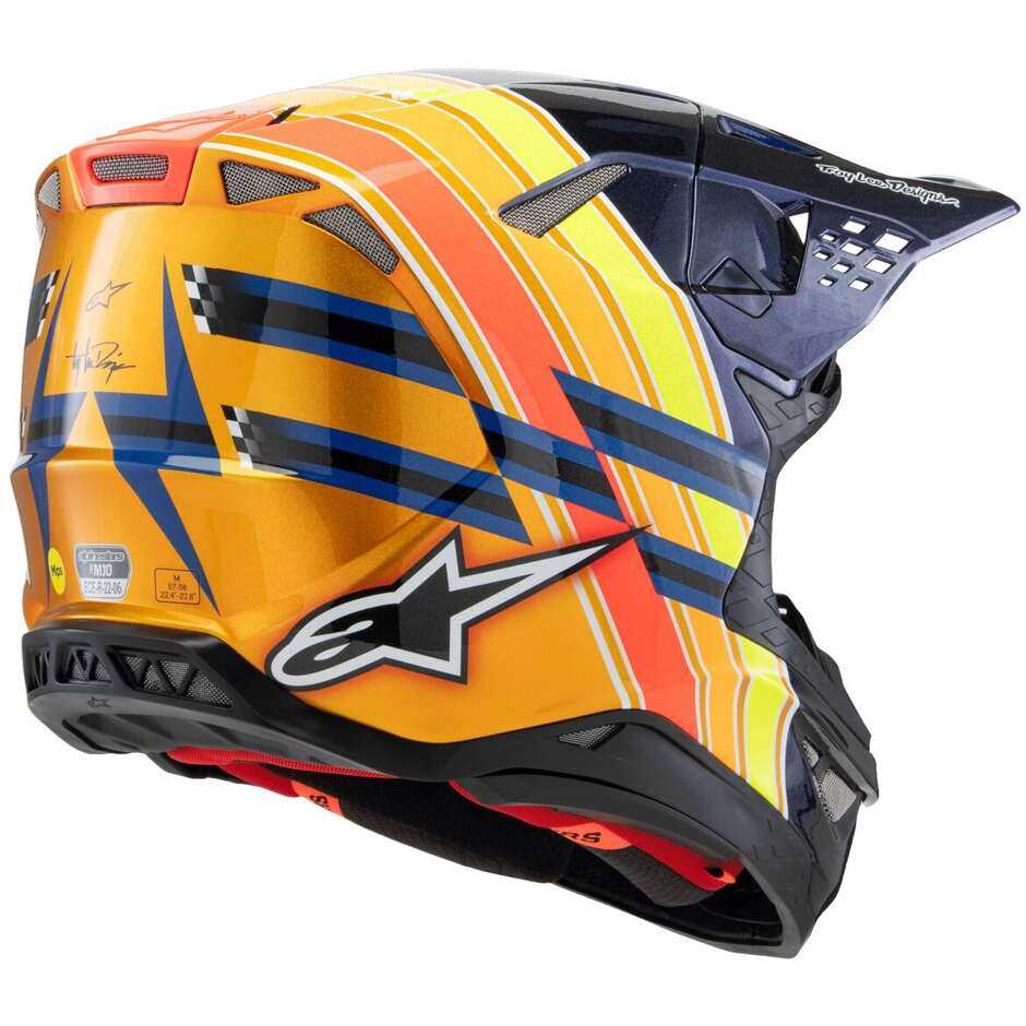 Alpinestars S-M10 TLD EDITION 25 Dark Blue Orange Fluorescent Yellow Red Enduro Motocross Helmet