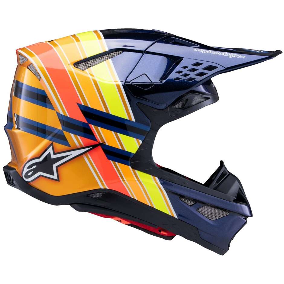 Alpinestars S-M10 TLD EDITION 25 Dark Blue Orange Fluorescent Yellow Red Enduro Motocross Helmet