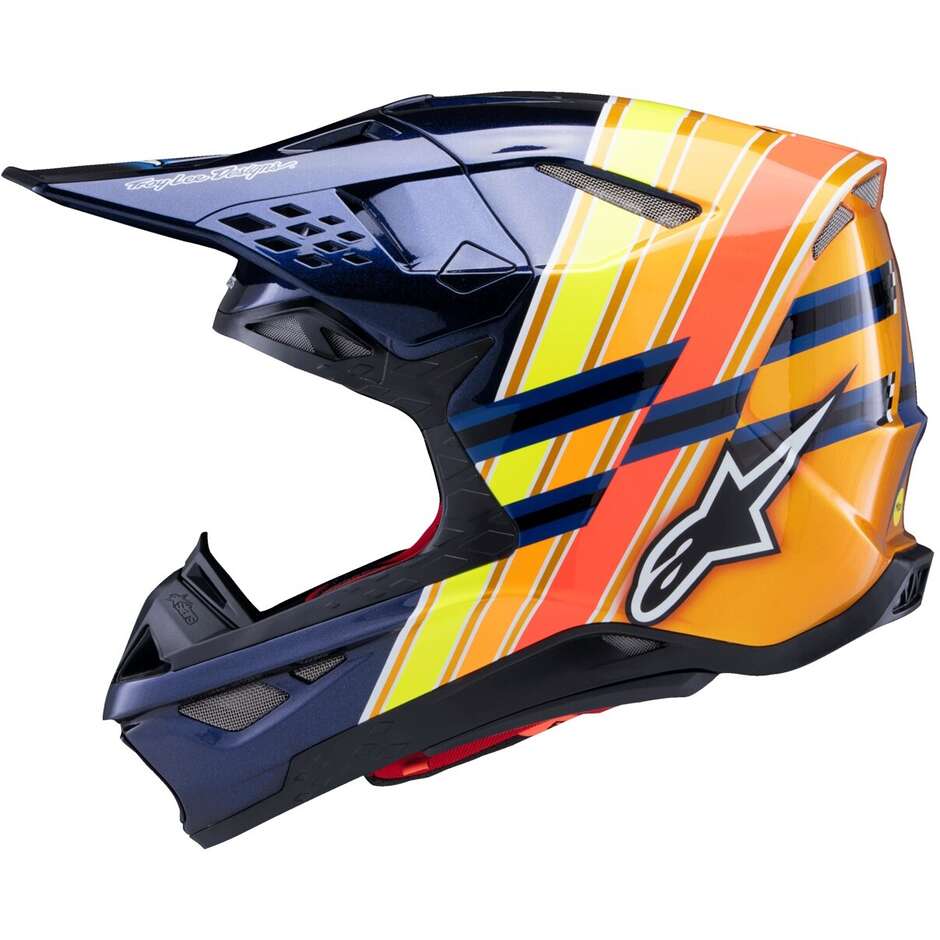 Alpinestars S-M10 TLD EDITION 25 Dark Blue Orange Fluorescent Yellow Red Enduro Motocross Helmet