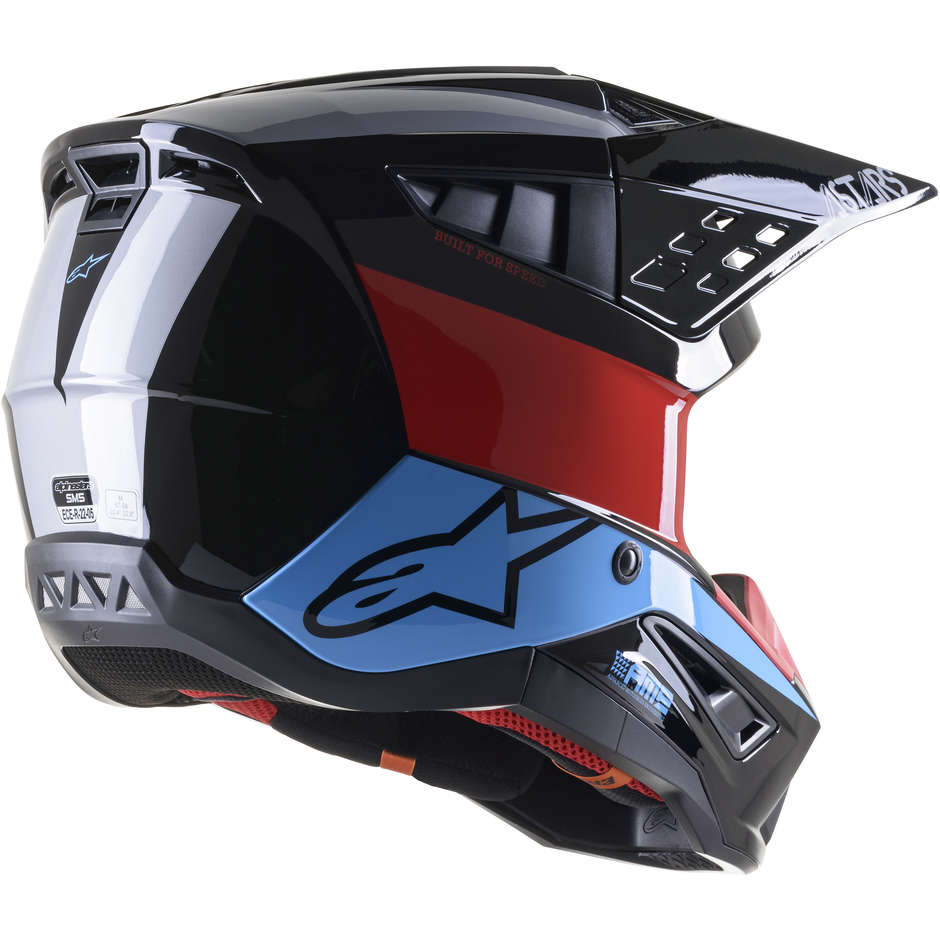 Alpinestars S-M5 BOND Cross Enduro Motorcycle Helmet Black Red Cyan