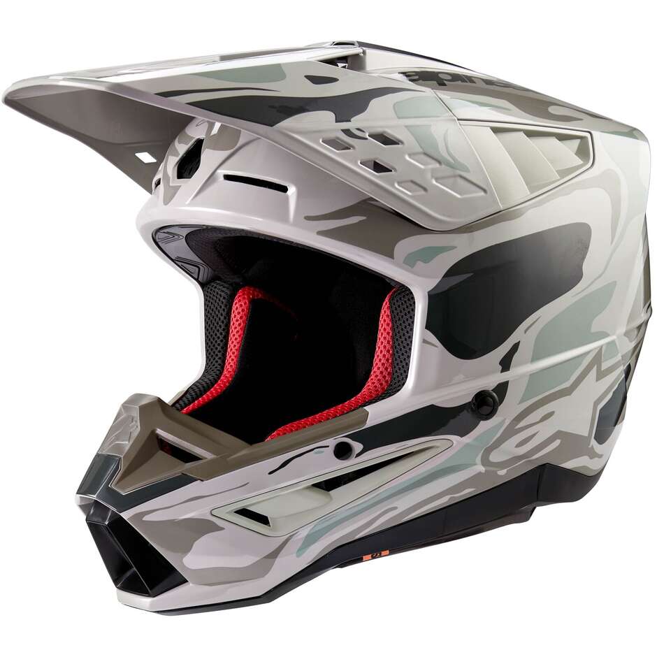 Alpinestars S-M5 MINERAL 22.06 Gray Green Glossy Motorcycle Cross Enduro Helmet