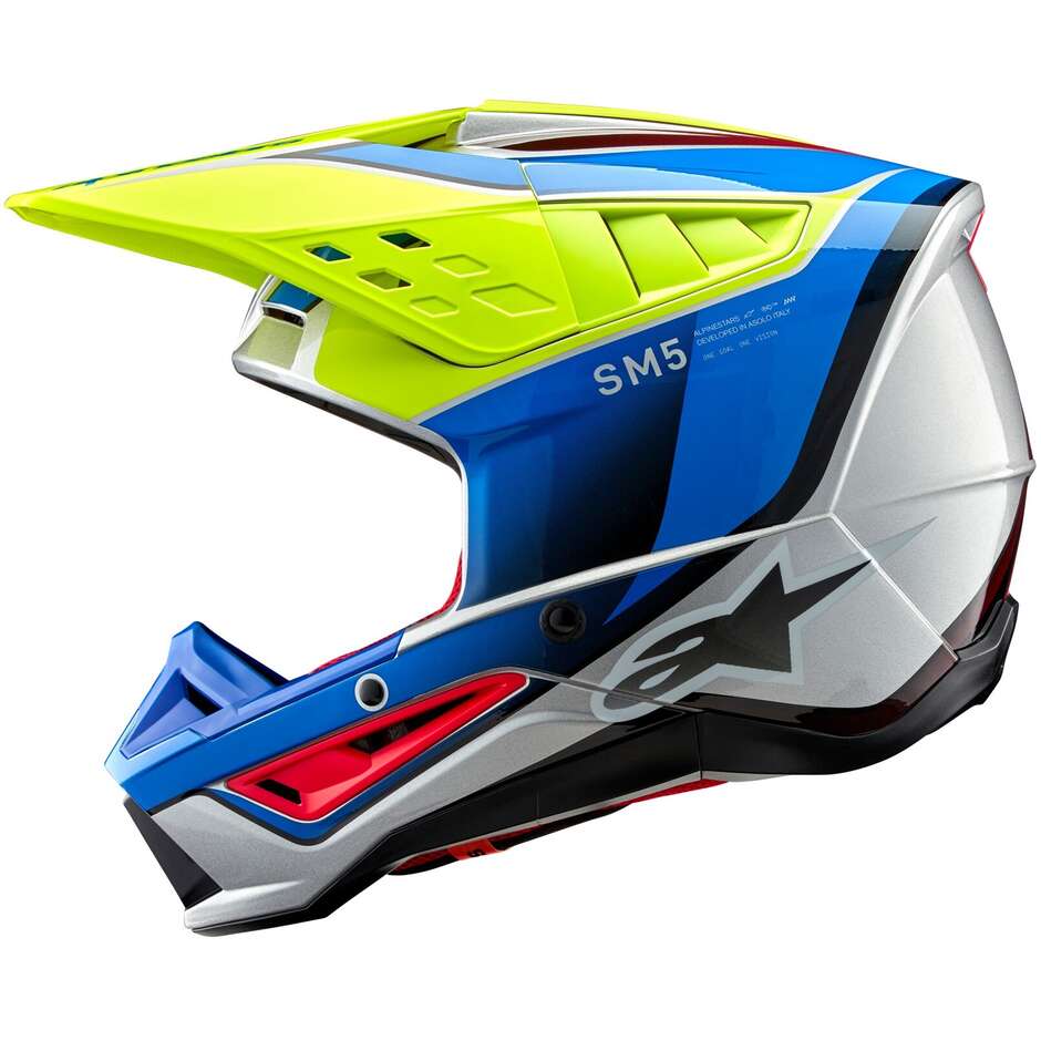 Alpinestars S-M5 SAIL 22.06 Yellow Fluo Blue Motorcycle Cross Enduro Helmet