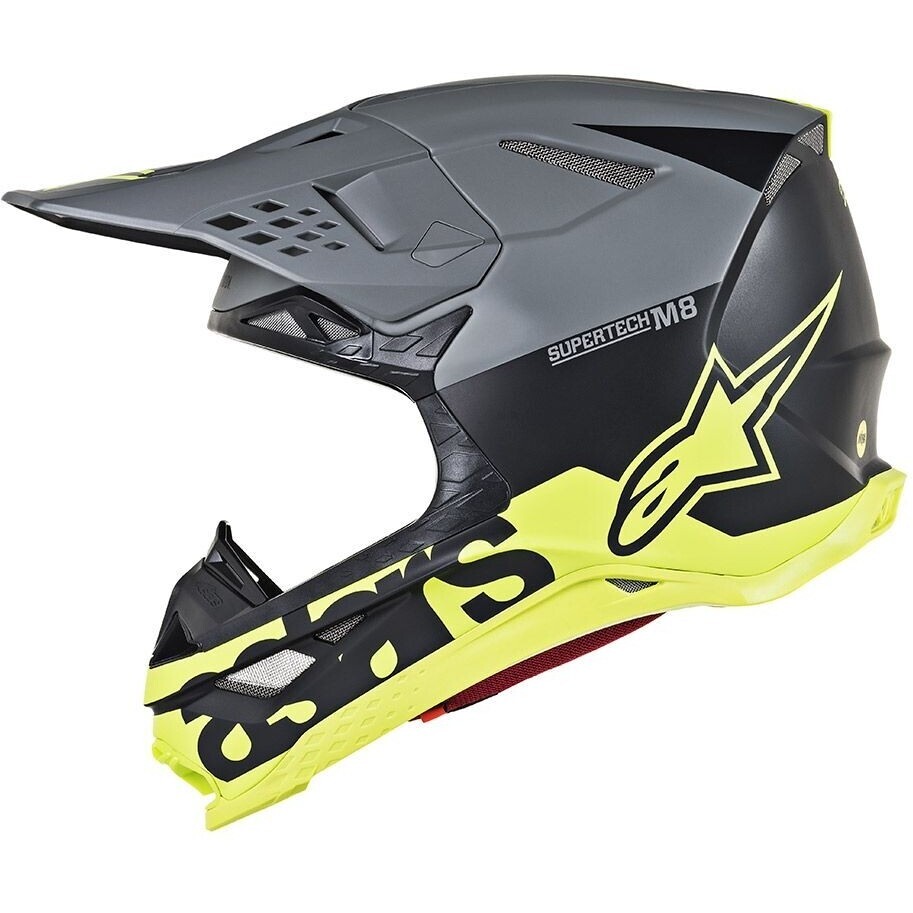 Alpinestars S-M8 Radium Cross Enduro Motorcycle Helmet Matt Black Gray Yellow Fluo