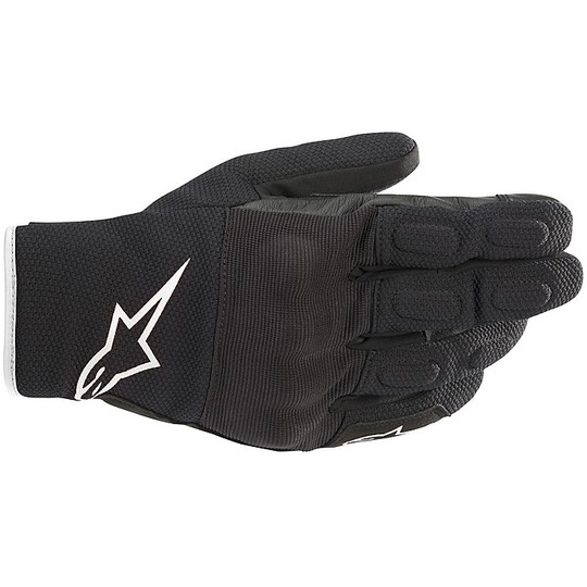 Alpinestars S MAX Drystar Leather and Fabric Motorcycle Gloves Black Drystar Black White