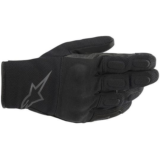 Alpinestars S MAX Drystar Motorcycle Gloves Black Leather and Fabric Anthracite Black