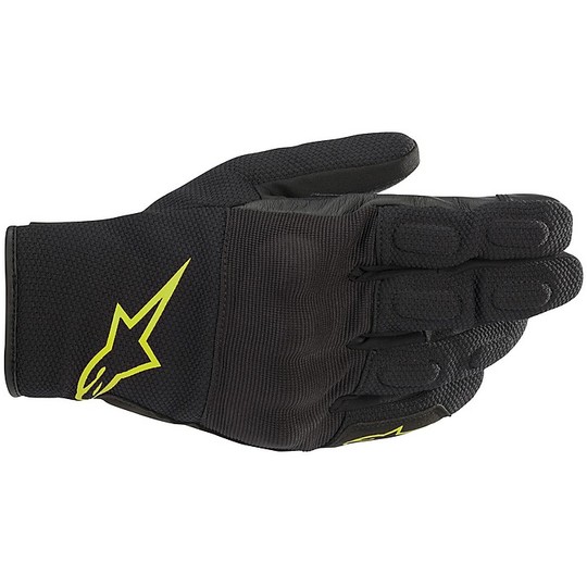 Alpinestars S MAX Drystar Motorcycle Gloves Leather and Fabric Drystar Black Yellow Fluo