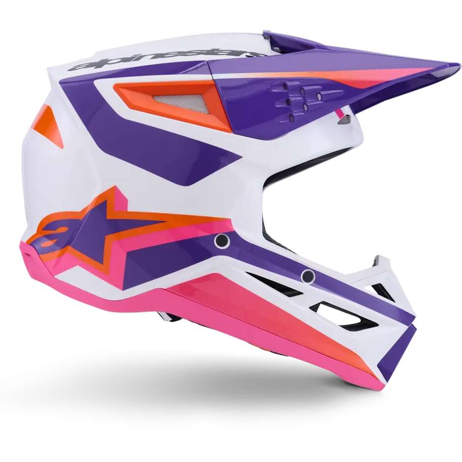 Alpinestars SM3 Heat Motocross Enduro Helm ECE06 Weiß Lila Pink Glanz
