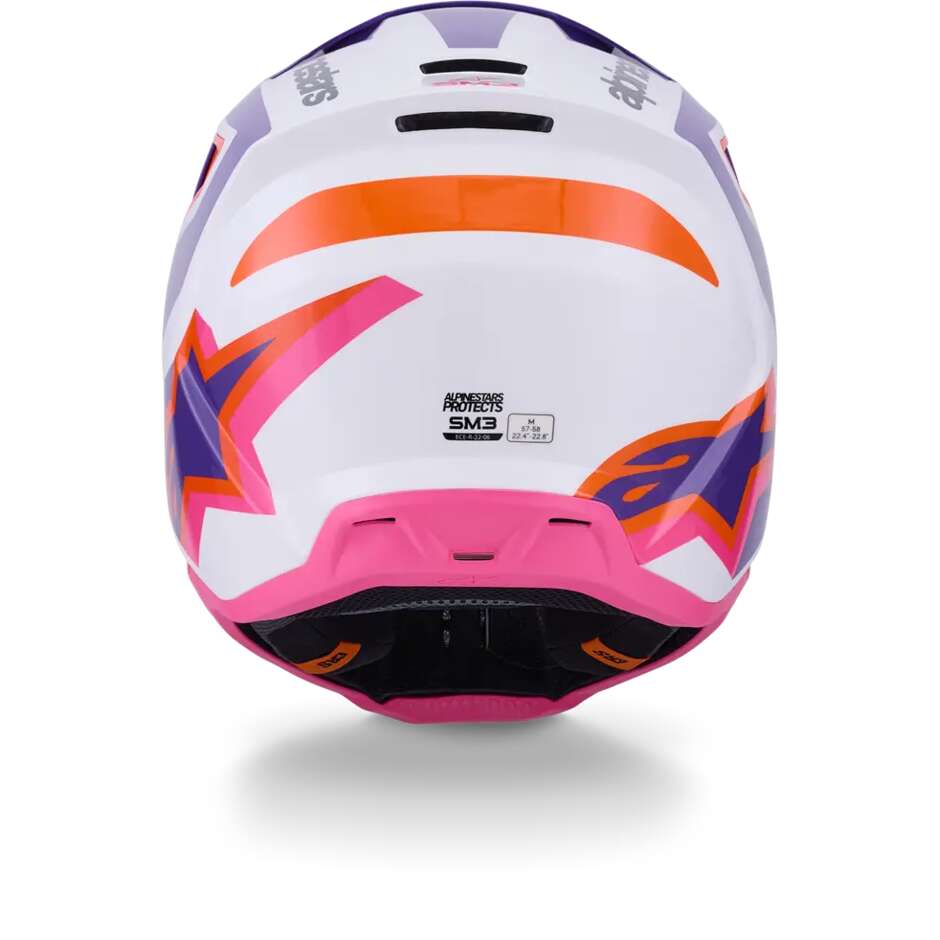 Alpinestars SM3 Heat Motocross Enduro Helm ECE06 Weiß Lila Pink Glanz