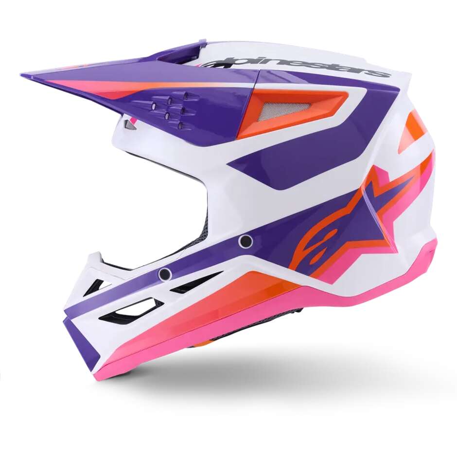 Alpinestars SM3 Heat Motocross Enduro Helm ECE06 Weiß Lila Pink Glanz