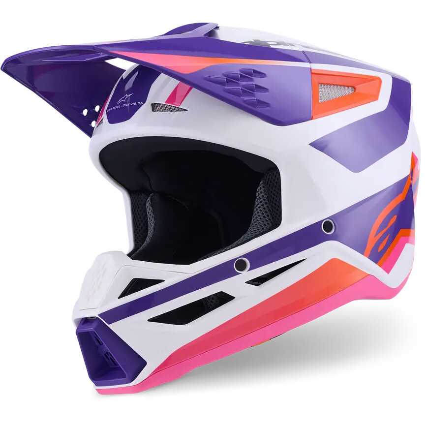 Alpinestars SM3 Heat Motocross Enduro Helm ECE06 Weiß Lila Pink Glanz