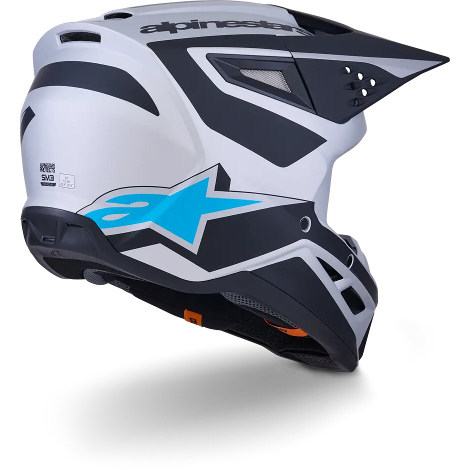 Alpinestars SM3 Heat Motocross Enduro Helmet Ece06 Silver Blue Black Matte