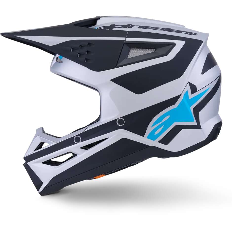 Alpinestars SM3 Heat Motocross Enduro Helmet Ece06 Silver Blue Black Matte