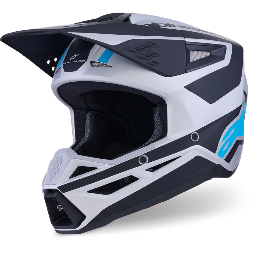 Alpinestars SM3 Heat Motocross Enduro Helmet Ece06 Silver Blue Black Matte