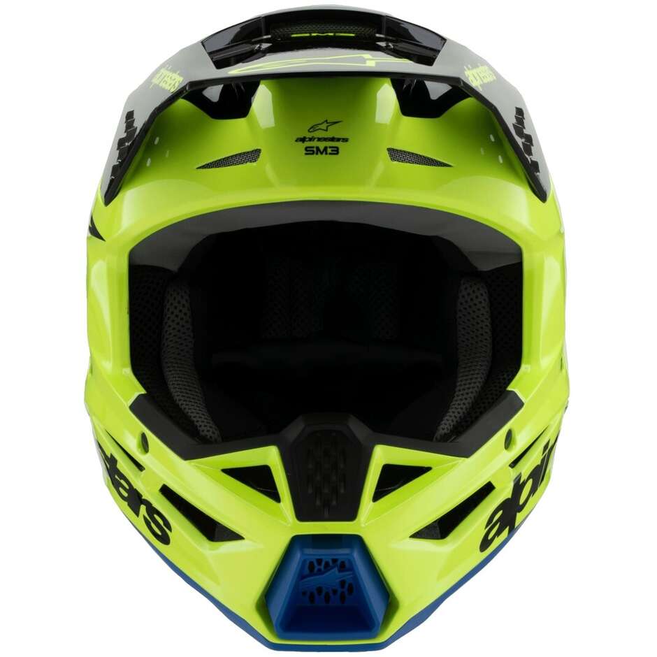 Alpinestars SM3 JUGEND RADIUM Kinder-Cross-Enduro-Motorradhelm Fluo Gelb Schwarz Blau Glänzend