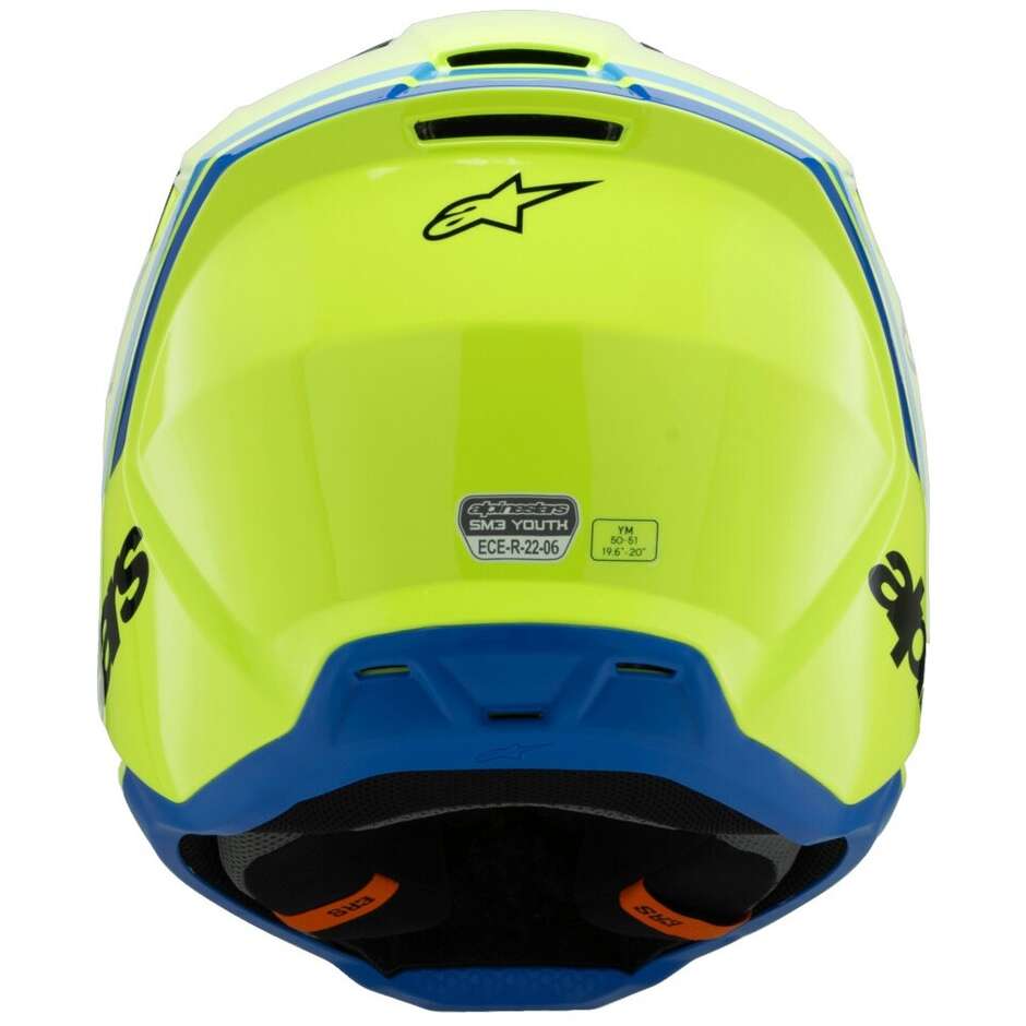 Alpinestars SM3 JUGEND RADIUM Kinder-Cross-Enduro-Motorradhelm Fluo Gelb Schwarz Blau Glänzend