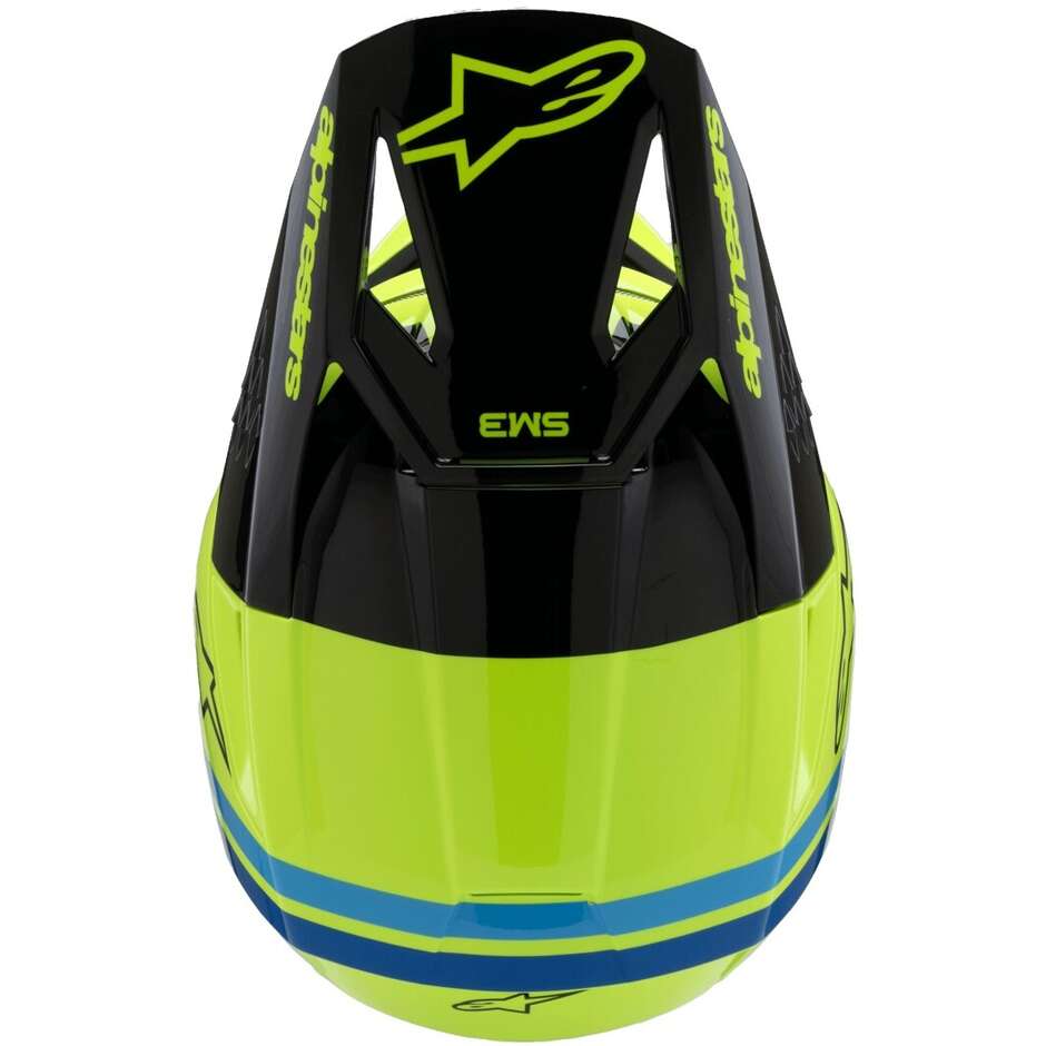 Alpinestars SM3 JUGEND RADIUM Kinder-Cross-Enduro-Motorradhelm Fluo Gelb Schwarz Blau Glänzend
