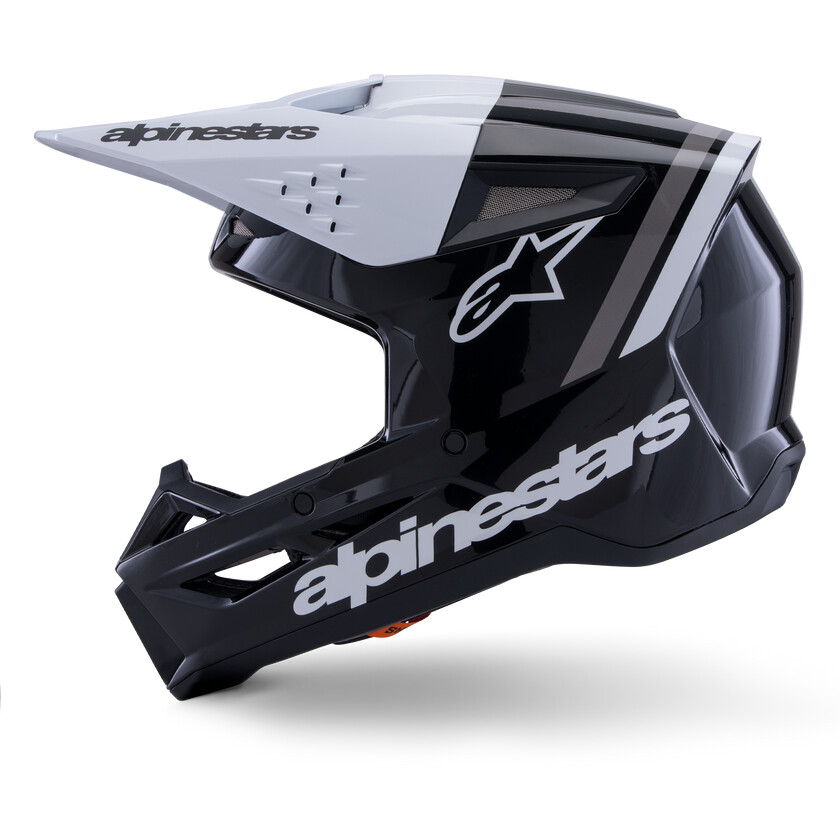 Alpinestars SM3 Radium ECE06 Motocross Enduro Helm Schwarz Weiß Grau Glanz