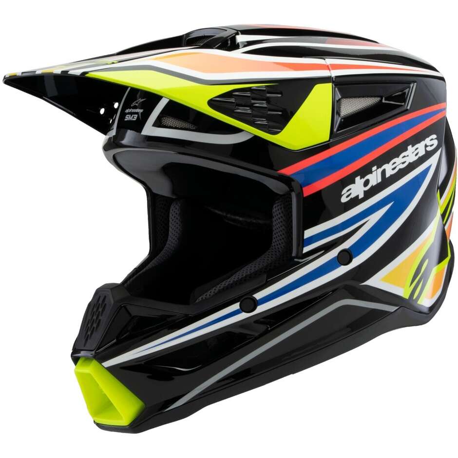 Alpinestars SM3 YOUTH WURX Kids Cross Enduro Motorcycle Helmet Black Fluorescent Yellow Blue Red Glossy