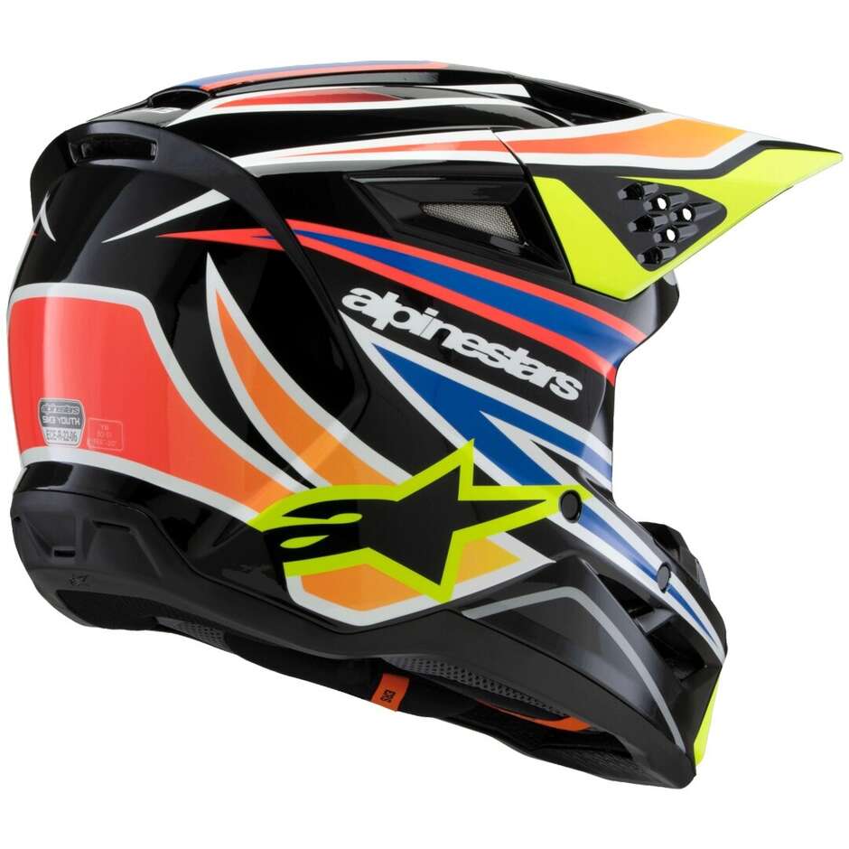 Alpinestars SM3 YOUTH WURX Kids Cross Enduro Motorcycle Helmet Black Fluorescent Yellow Blue Red Glossy