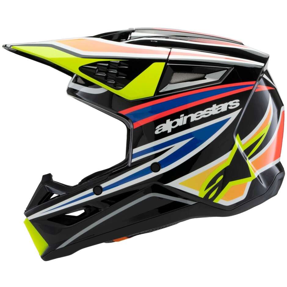 Alpinestars SM3 YOUTH WURX Kids Cross Enduro Motorcycle Helmet Black Fluorescent Yellow Blue Red Glossy
