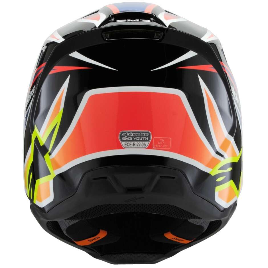 Alpinestars SM3 YOUTH WURX Kids Cross Enduro Motorcycle Helmet Black Fluorescent Yellow Blue Red Glossy