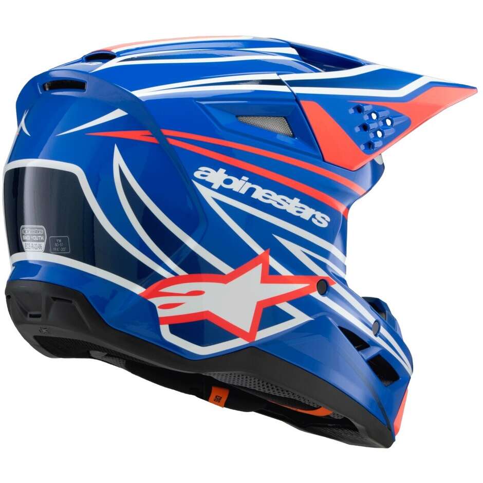 Alpinestars SM3 YOUTH WURX Kids Motocross Enduro Helmet Blue Red White Black Glossy