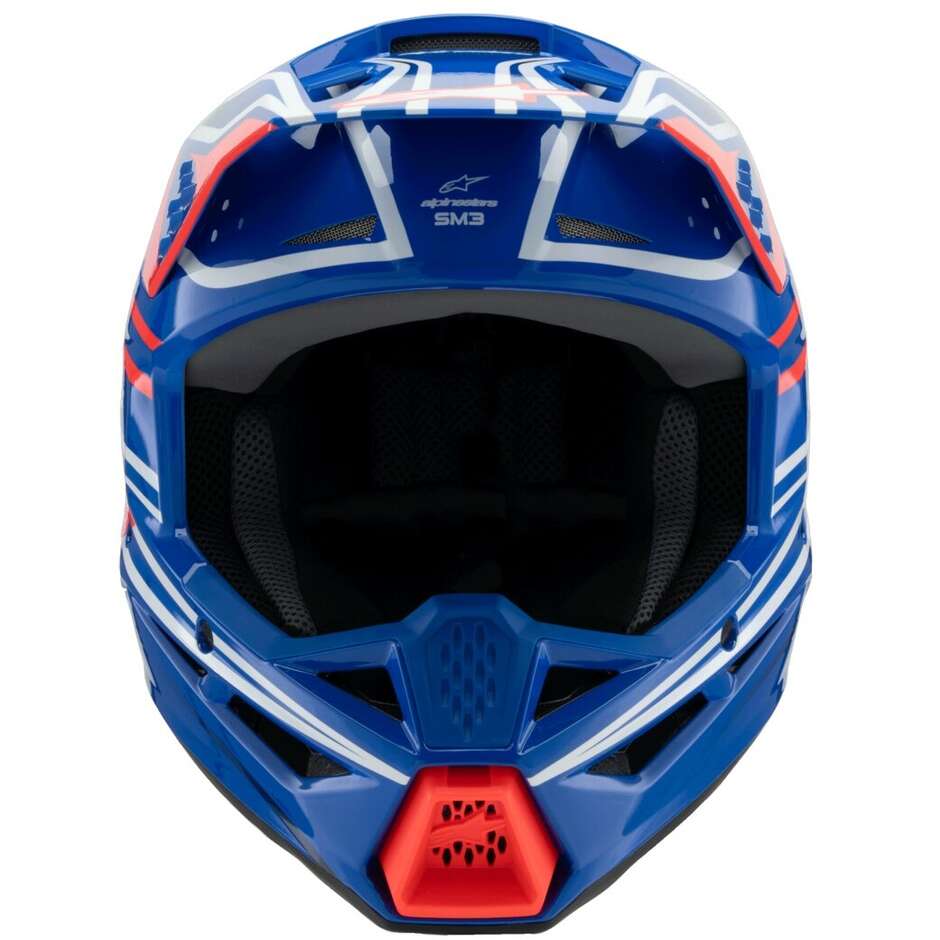 Alpinestars SM3 YOUTH WURX Kids Motocross Enduro Helmet Blue Red White Black Glossy