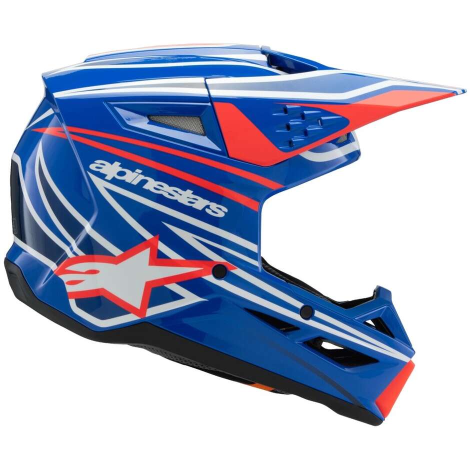 Alpinestars SM3 YOUTH WURX Kids Motocross Enduro Helmet Blue Red White Black Glossy