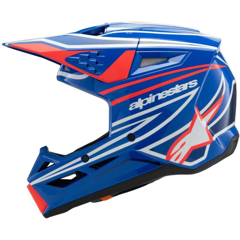 Alpinestars SM3 YOUTH WURX Kids Motocross Enduro Helmet Blue Red White Black Glossy