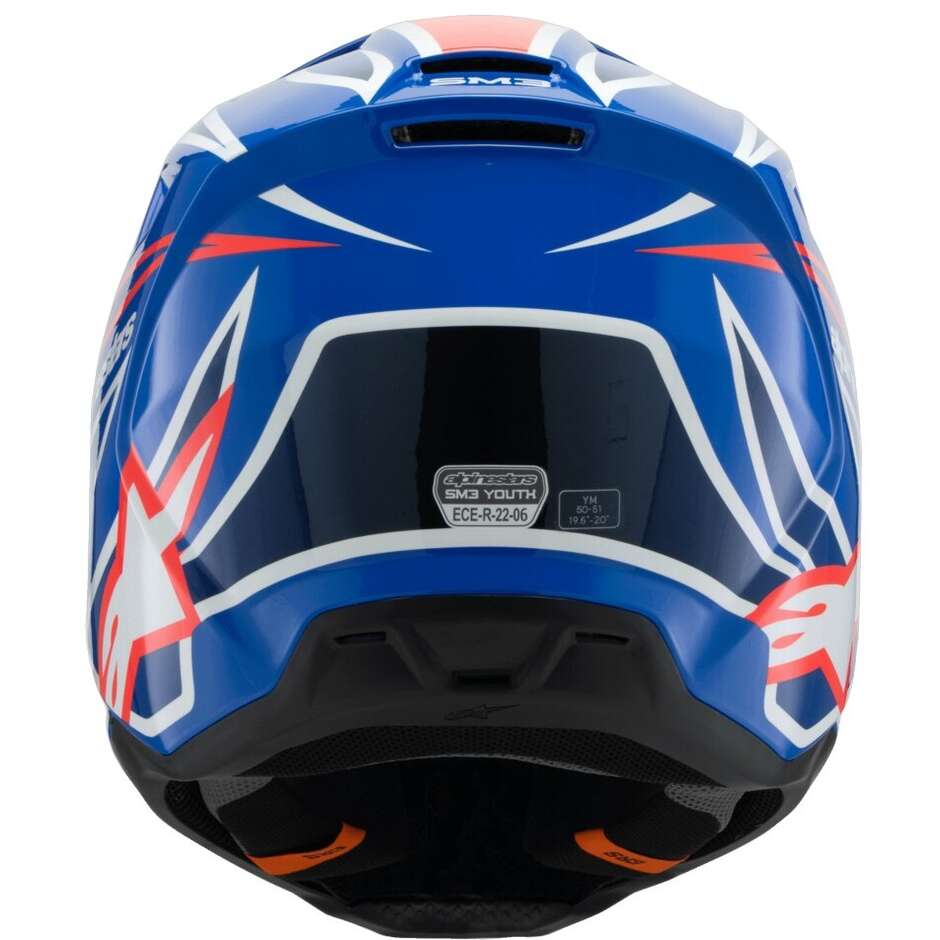 Alpinestars SM3 YOUTH WURX Kids Motocross Enduro Helmet Blue Red White Black Glossy