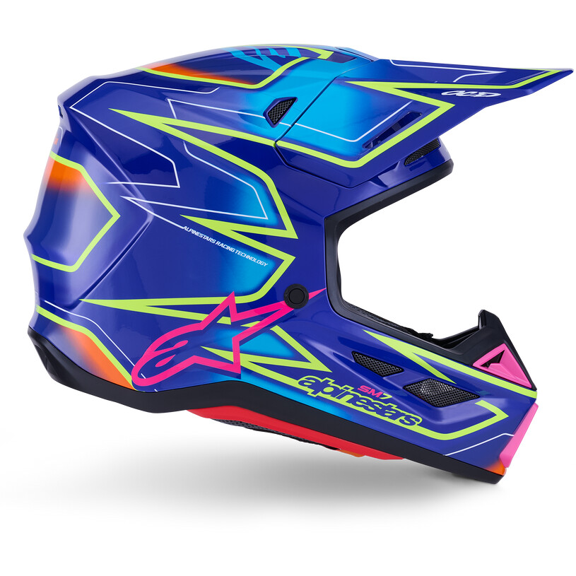 Alpinestars SM7 Cast Ece06 Motocross-Enduro-Helm, glänzend blau, pink, fluoreszierendes Gelb