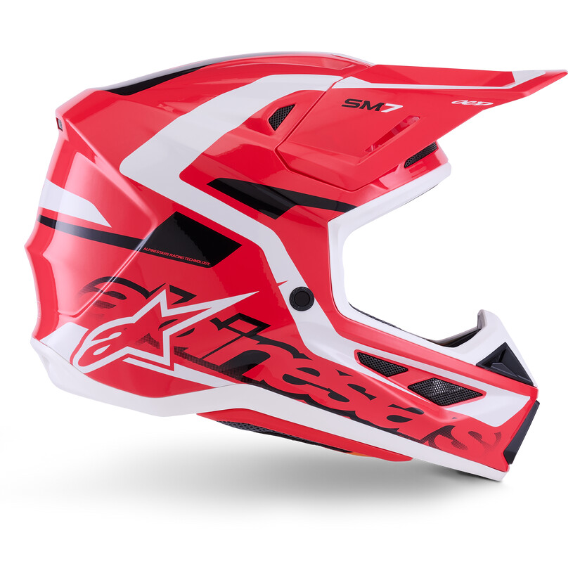 Alpinestars SM7 Deed Ece06 Motocross Enduro Helm Rot Schwarz Weiß Glanz