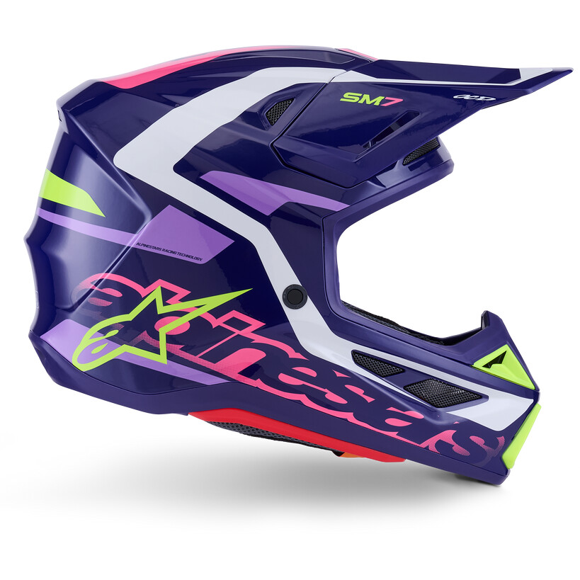 Alpinestars SM7 Deed Ece06 Motocross Enduro Helmet Glossy Purple Pink
