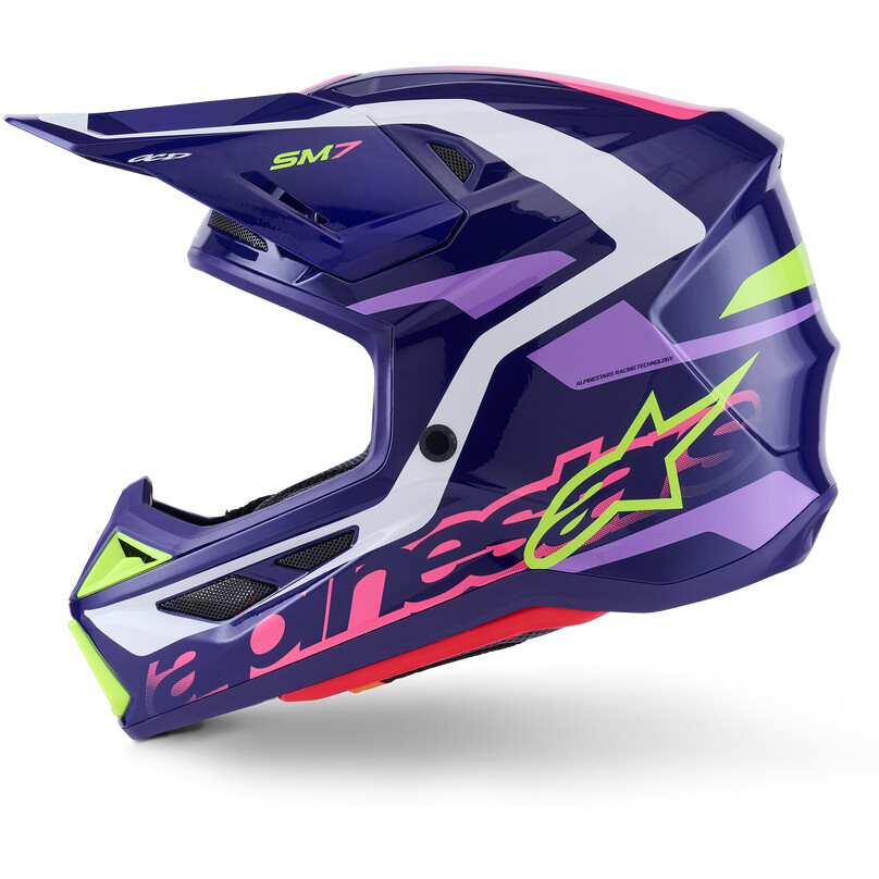 Alpinestars SM7 Deed Ece06 Motocross Enduro Helmet Glossy Purple Pink