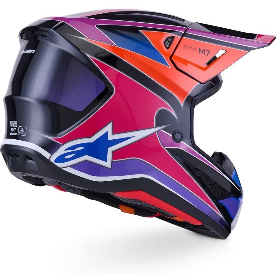 Alpinestars SM7 Fuse ECE06 Motocross Enduro Helmet, Glossy Blue, Purple, Pink
