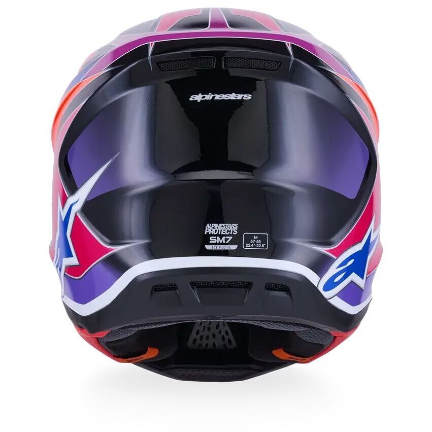 Alpinestars SM7 Fuse ECE06 Motocross Enduro Helmet, Glossy Blue, Purple, Pink