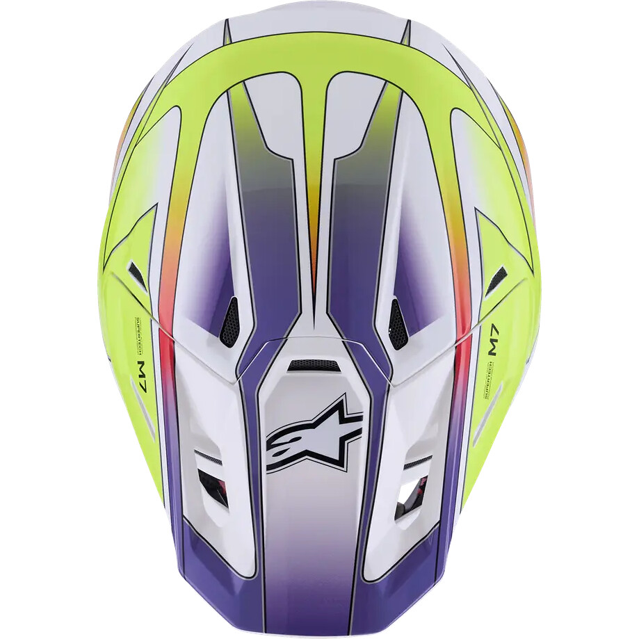 Alpinestars SM7 Fuse ECE06 Motocross Enduro Helmet White Fluorescent Yellow Purple Gloss