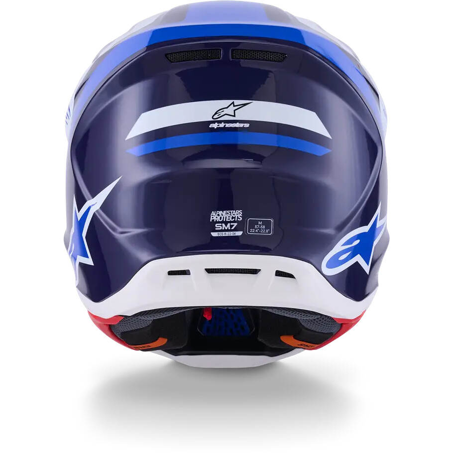Alpinestars SM7 Rise ECE06 Motocross Enduro Helm Glänzend Blau Weiß