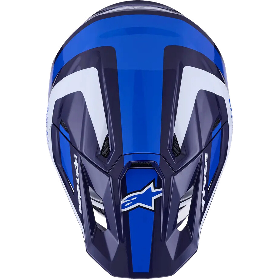 Alpinestars SM7 Rise ECE06 Motocross Enduro Helm Glänzend Blau Weiß