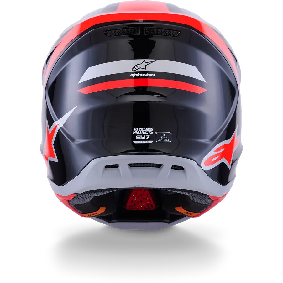 Alpinestars SM7 Rise ECE06 Motocross Enduro Helmet Black Silver Fluorescent Red Gloss