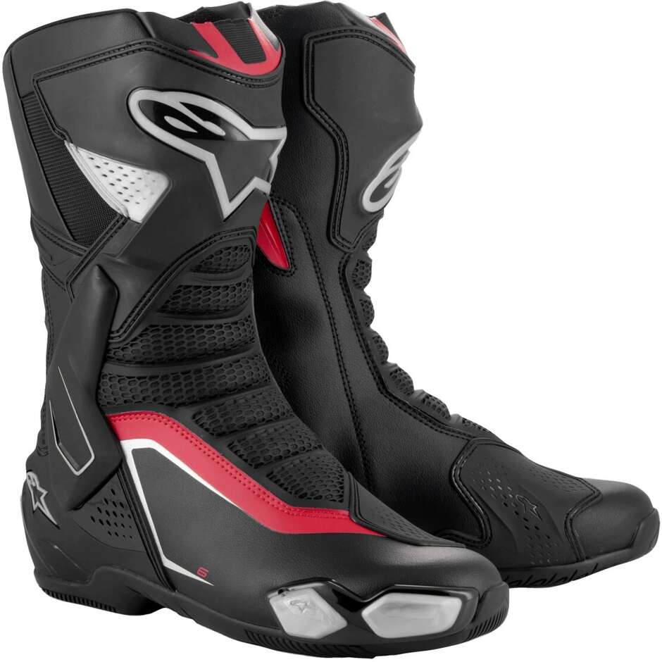 Alpinestars SMX-6 V3 Motorradstiefel Schwarz Silber Rot