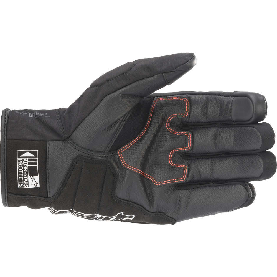 Alpinestars SMX-Z DRYSTAR Leather Motorcycle Gloves Black Red Fluo
