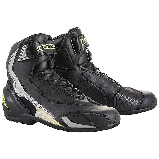 Alpinestars SP-1 v2 certified Motorcycle Shoes Black Silver Yellow Fluo