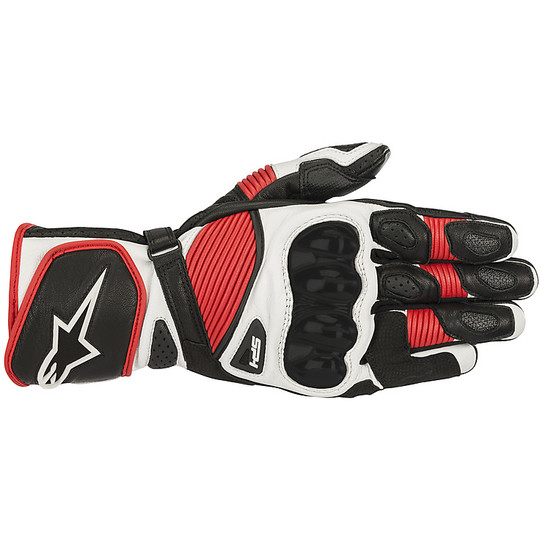 Alpinestars SP-1 v2 Racing Leather Motorcycle Gloves Black White Red
