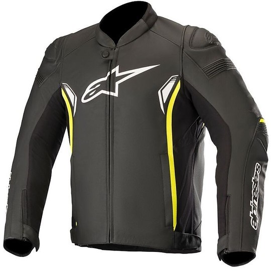 Alpinestars SP-1 v2 Sport Leather Motorcycle Jacket Black Yellow Fluo
