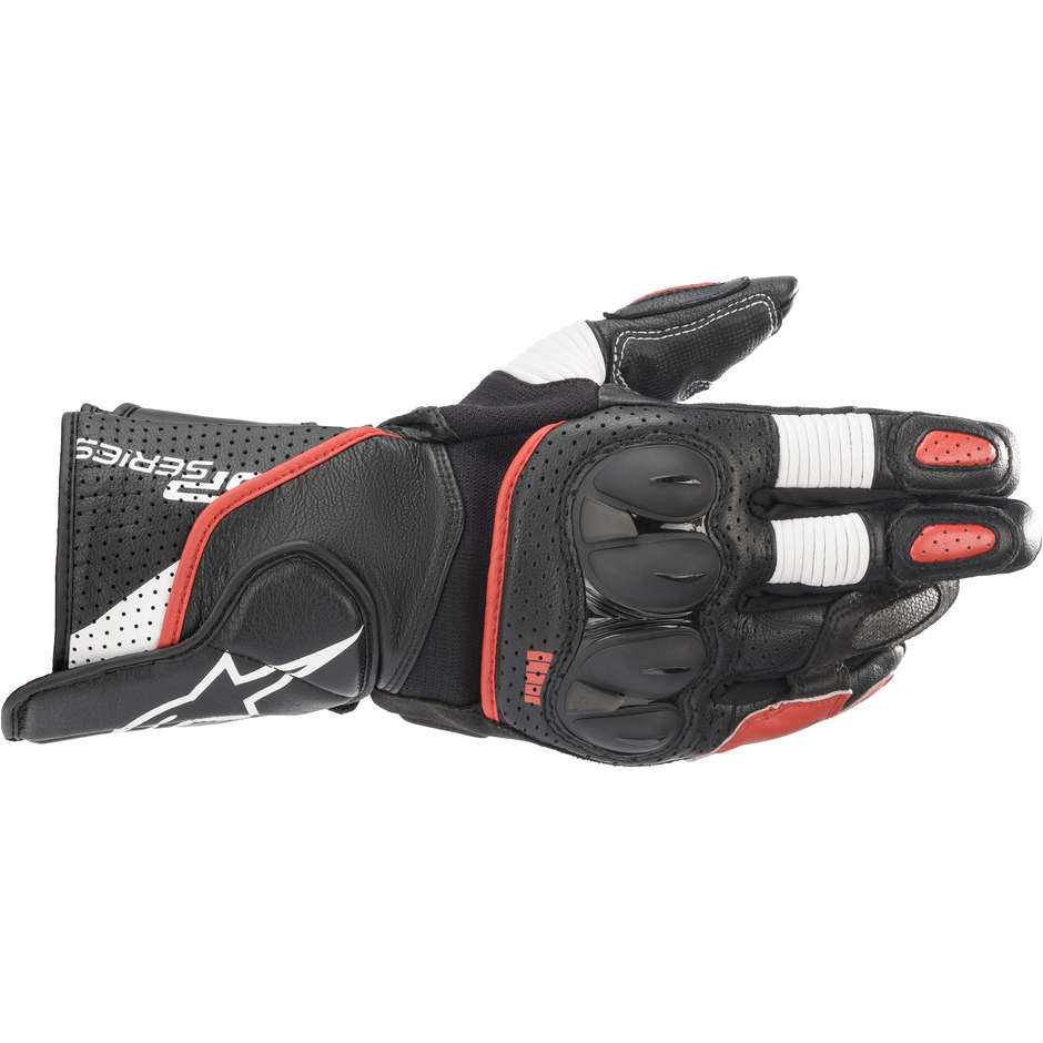Alpinestars SP-2 v3 Perforated Leather Motorcycle Gloves Black White Red