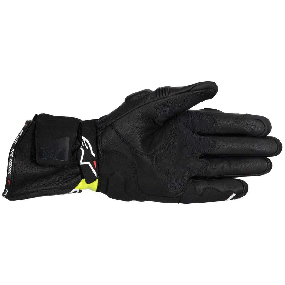 Alpinestars SP-3 Leder-Motorradhandschuhe Schwarz Gelb Fluo Weiß
