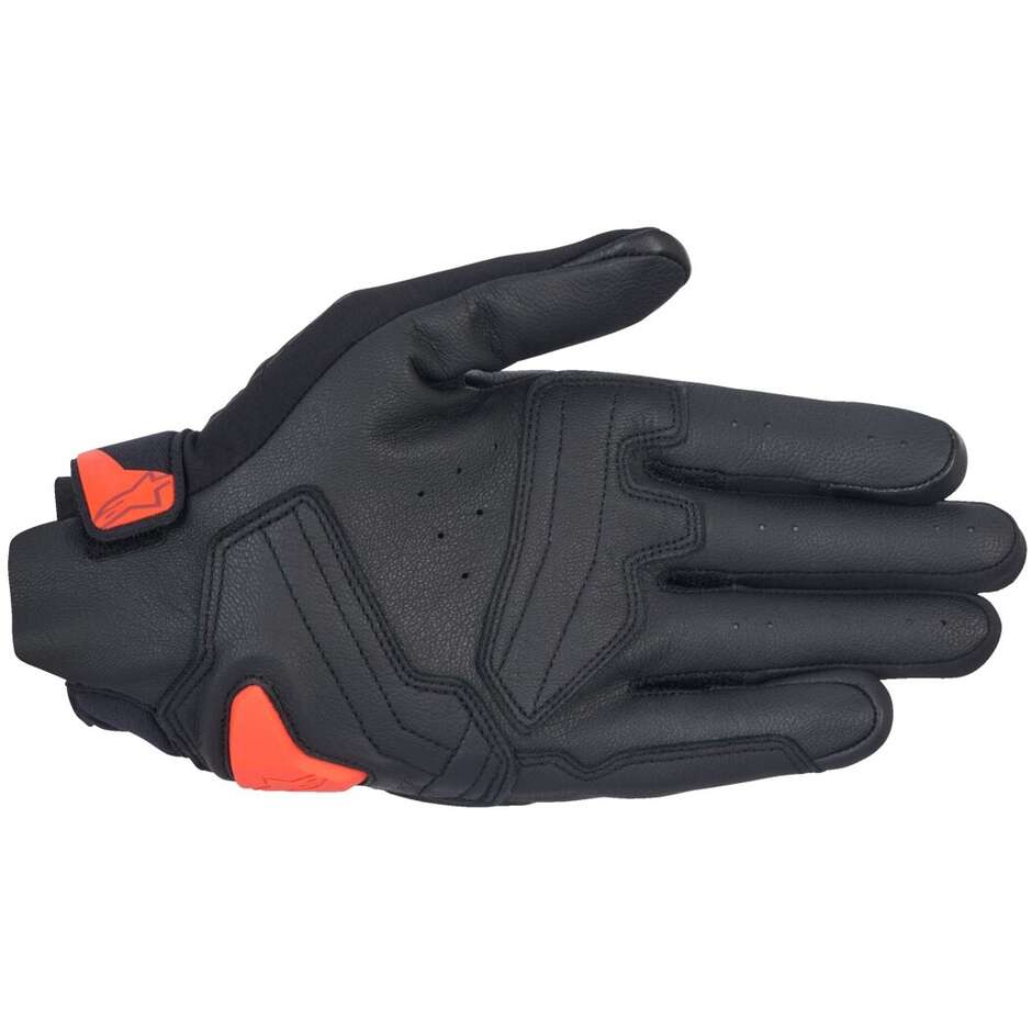 Alpinestars SP X 7 Leather Motorcycle Gloves Dark Black Red Fluorescent Red
